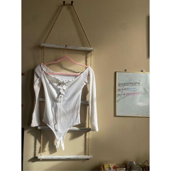 FASHION NOVA Long Sleeve Bodysuit Sweater Lace Up Front Off Shoulder - Picture 2 of 6